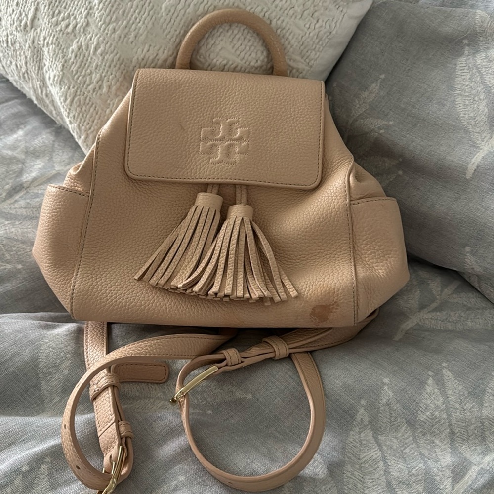 Tory Burch pebbled leather small backpack
